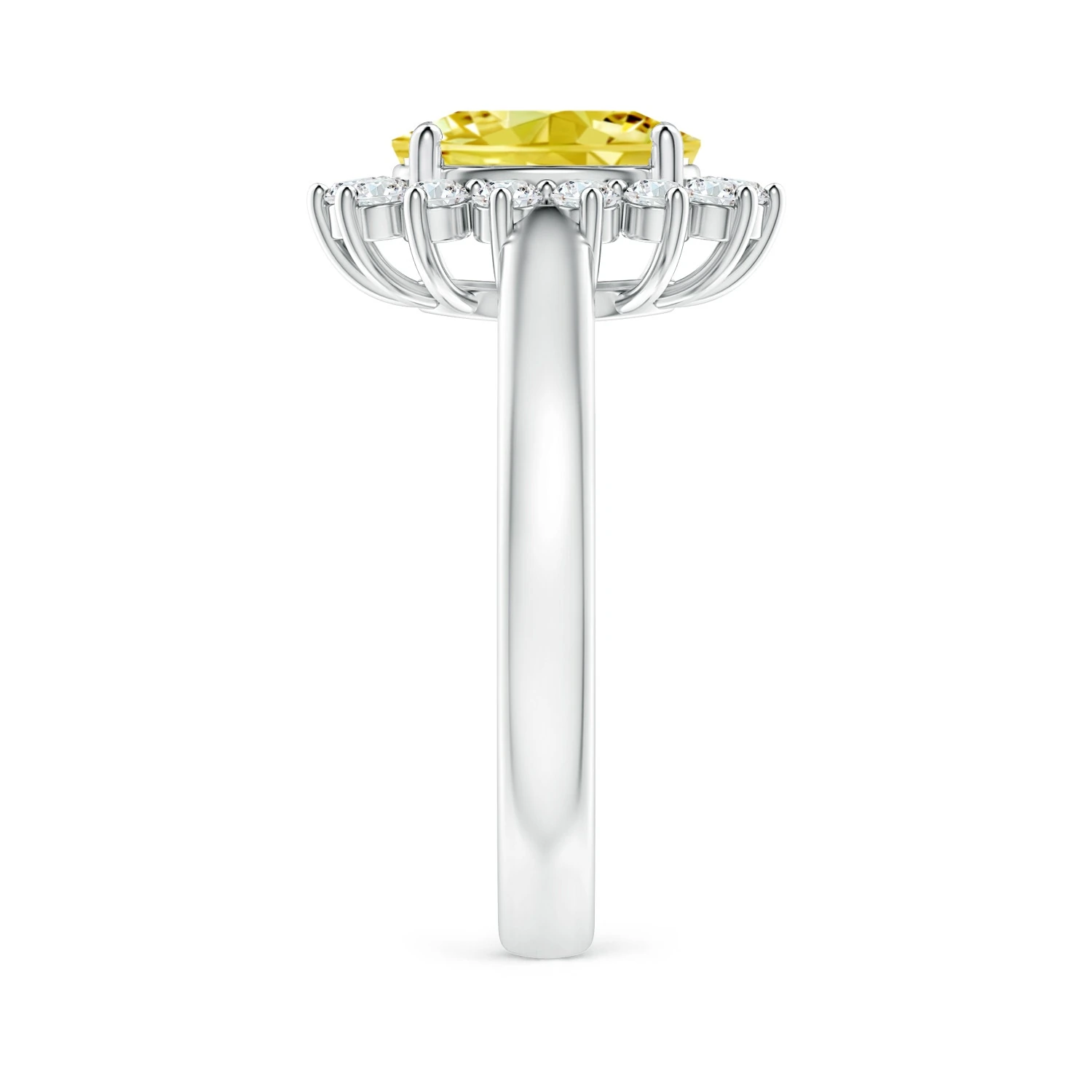 Princess Diana-Inspired Lab-Grown Fancy Intense Yellow Diamond Halo Ring detail