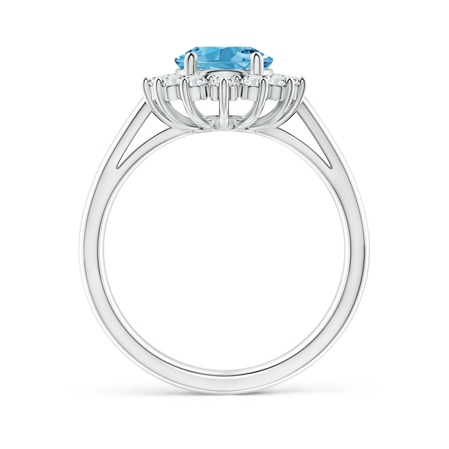 Princess Diana-Inspired Lab-Grown Fancy Intense Blue Diamond Halo Ring detail