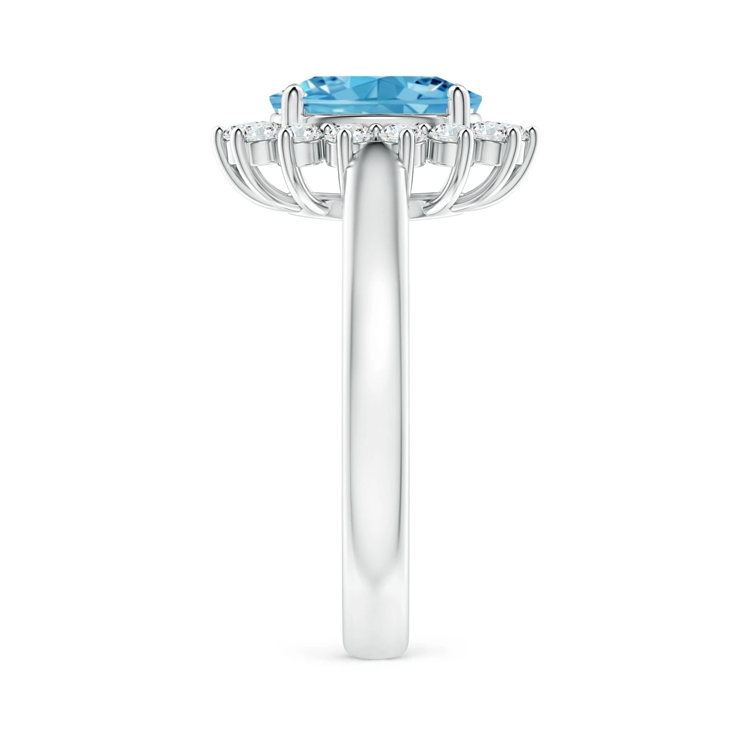 Princess Diana-Inspired Lab-Grown Fancy Intense Blue Diamond Halo Ring detail