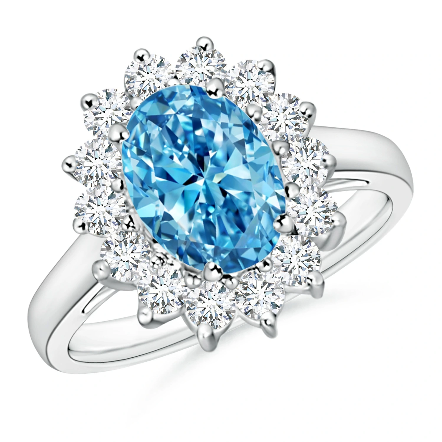 Princess Diana-Inspired Lab-Grown Fancy Intense Blue Diamond Halo Ring
