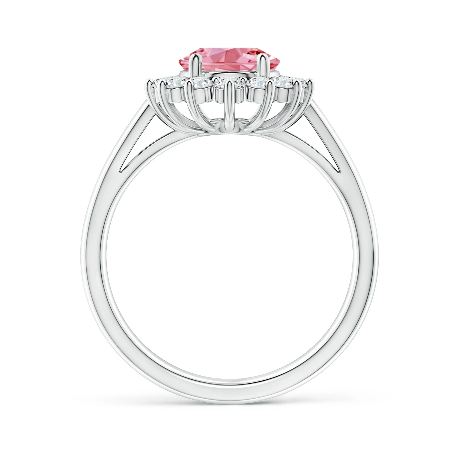 Princess Diana-Inspired Lab-Grown Fancy Intense Pink Diamond Halo Ring detail