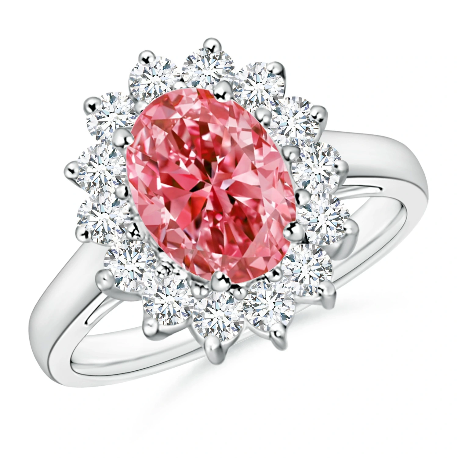 Princess Diana-Inspired Lab-Grown Fancy Intense Pink Diamond Halo Ring