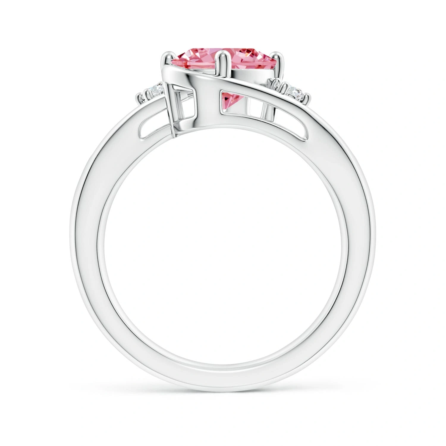 Oval Fancy Intense Pink Lab-Grown Diamond Split-Shank Engagement Ring detail