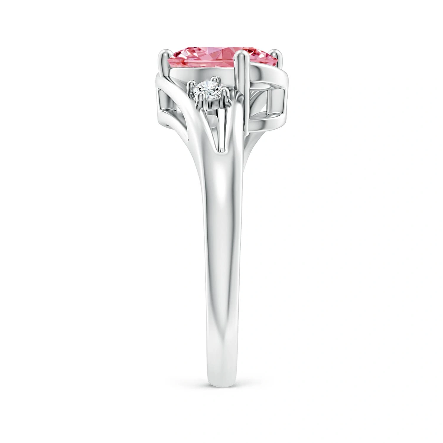 Oval Fancy Intense Pink Lab-Grown Diamond Split-Shank Engagement Ring detail