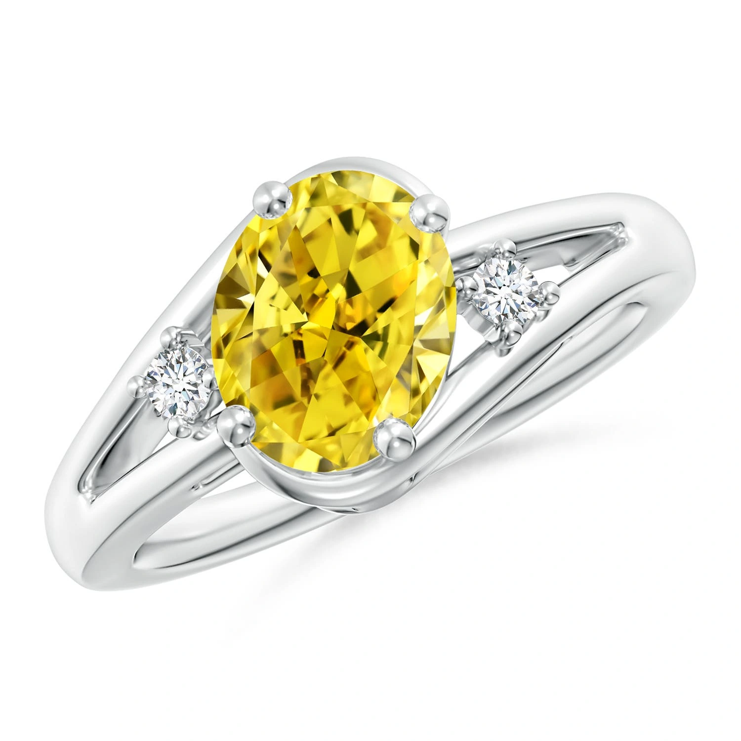 Oval Fancy Intense Yellow Lab-Grown Diamond Split-Shank Engagement Ring main