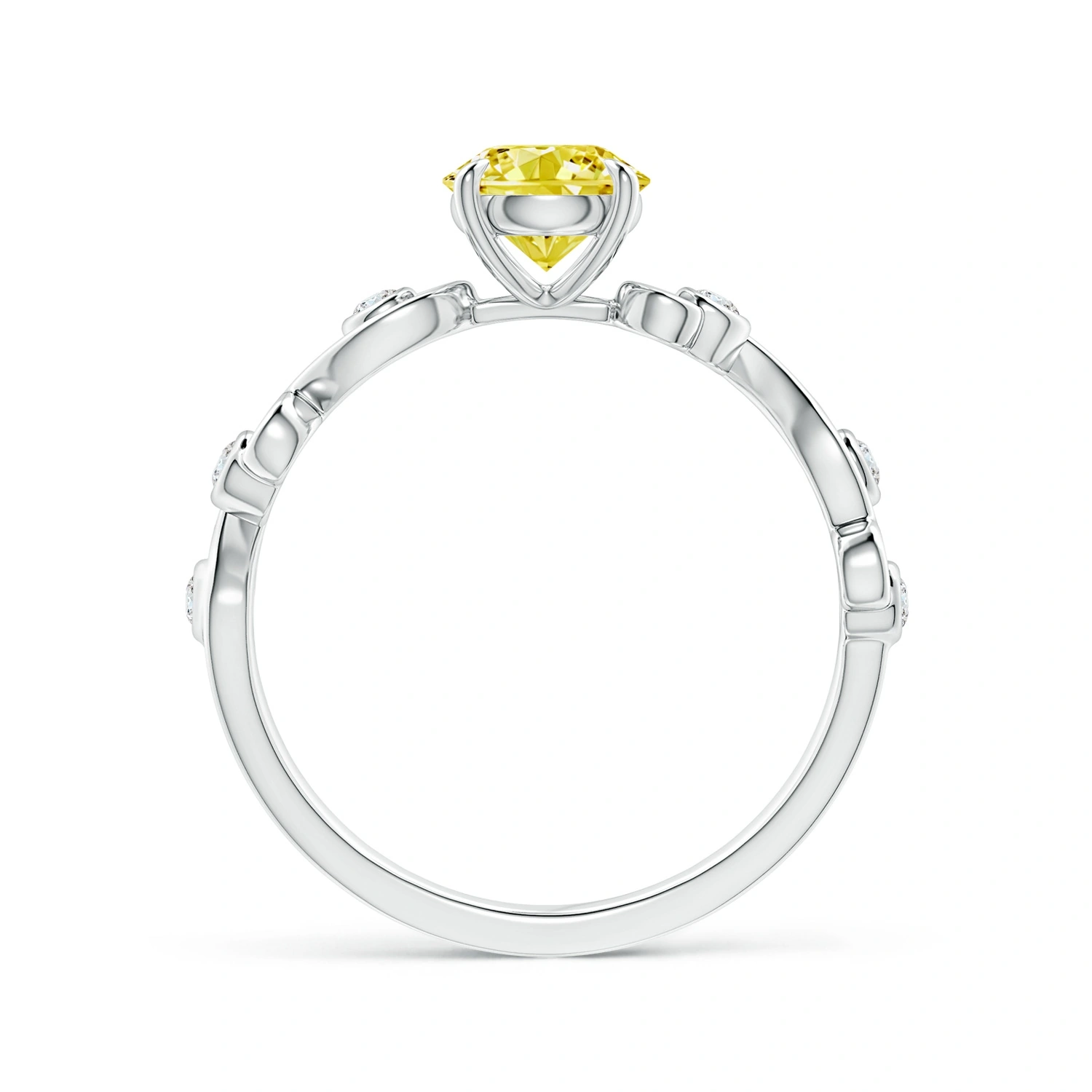 Round Fancy Intense Yellow Lab-Grown Diamond Ivy Scroll Ring detail