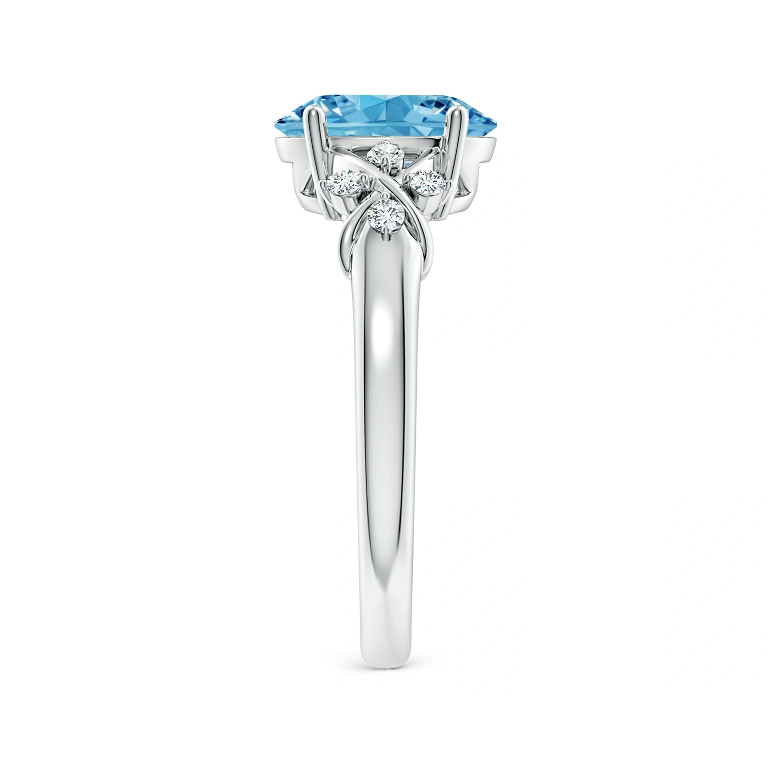 Oval Fancy Intense Blue Lab-Grown Diamond Criss-Cross Engagement Ring detail