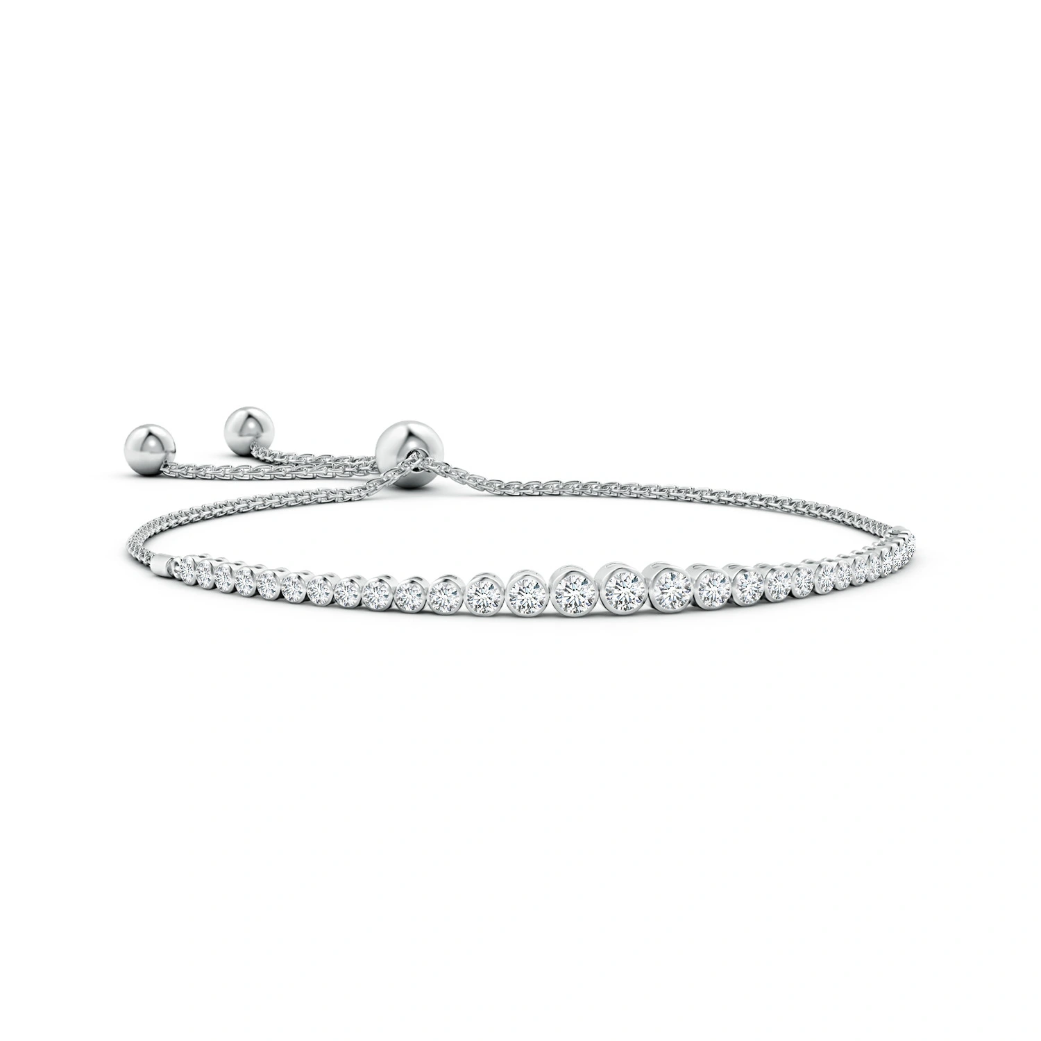 Graduated Bezel-Set Lab-Grown Diamond Bolo Bracelet