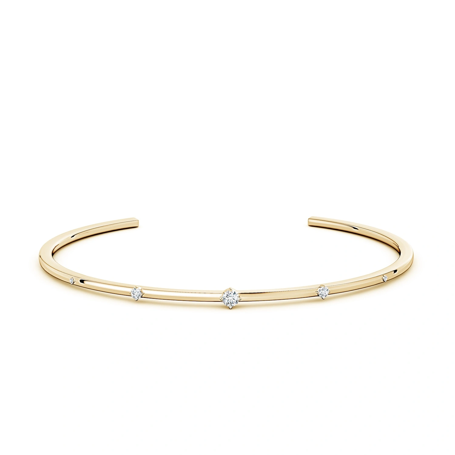 Five-Stone Round Lab-Grown Diamond Station Cuff Bracelet detail