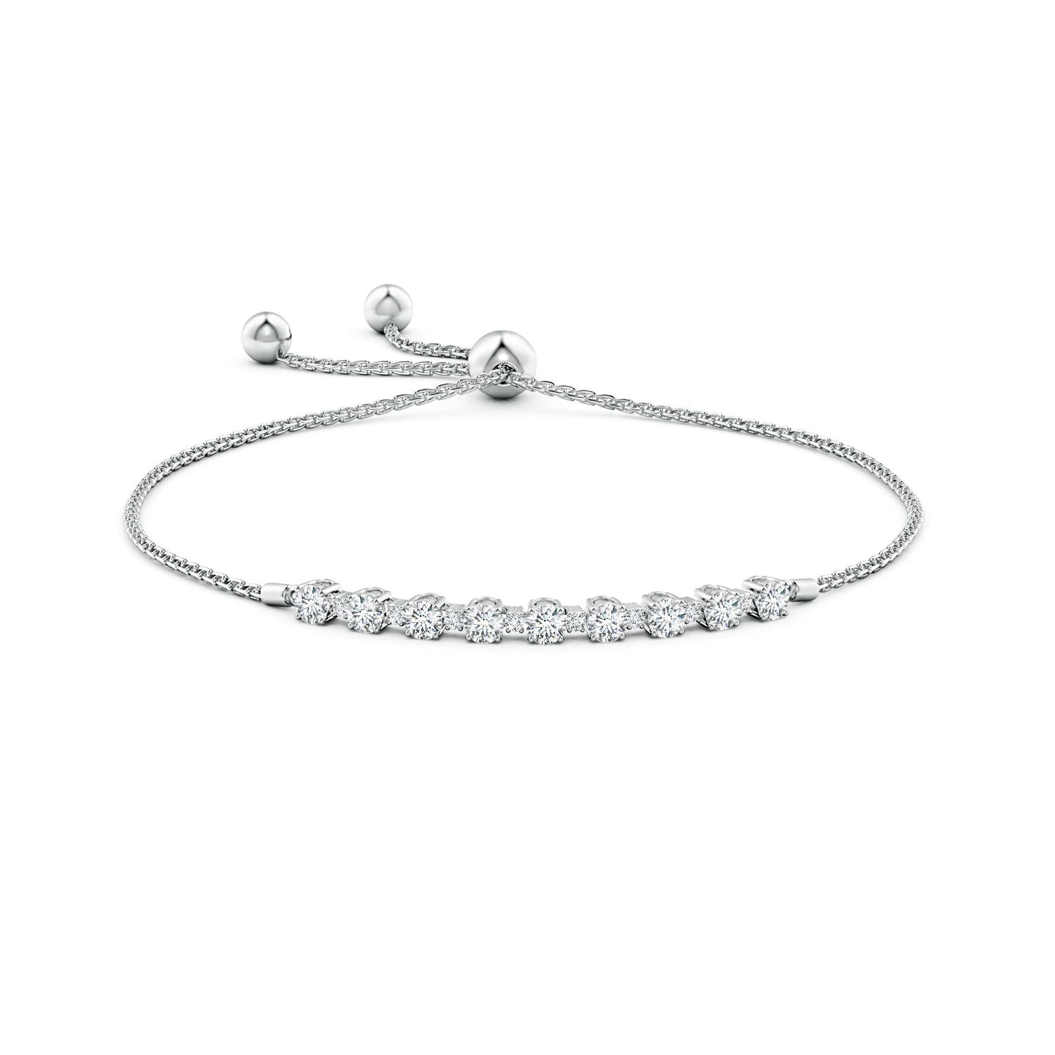 Alternating-Size Lab-Grown Diamond Tennis Bolo Bracelet detail