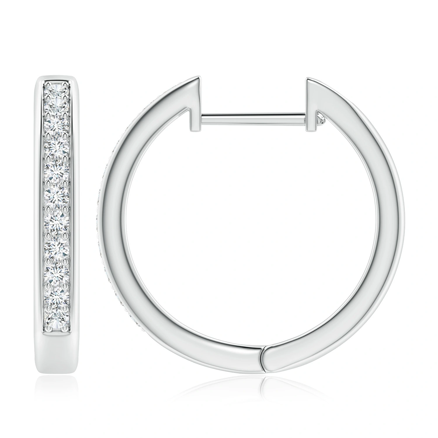 Pavé Round Lab-Grown Diamond Hinged Hoop Earrings detail