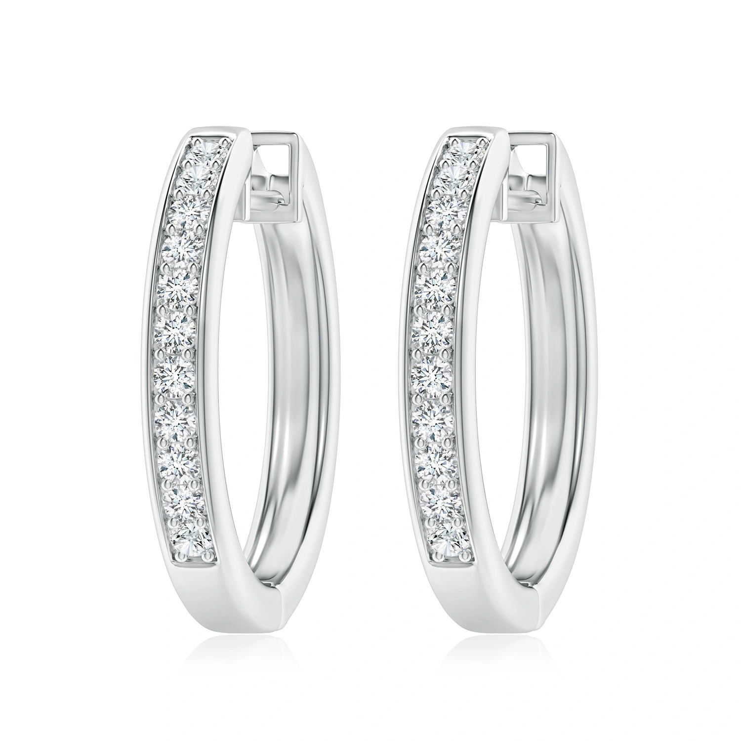 Pavé Round Lab-Grown Diamond Hinged Hoop Earrings