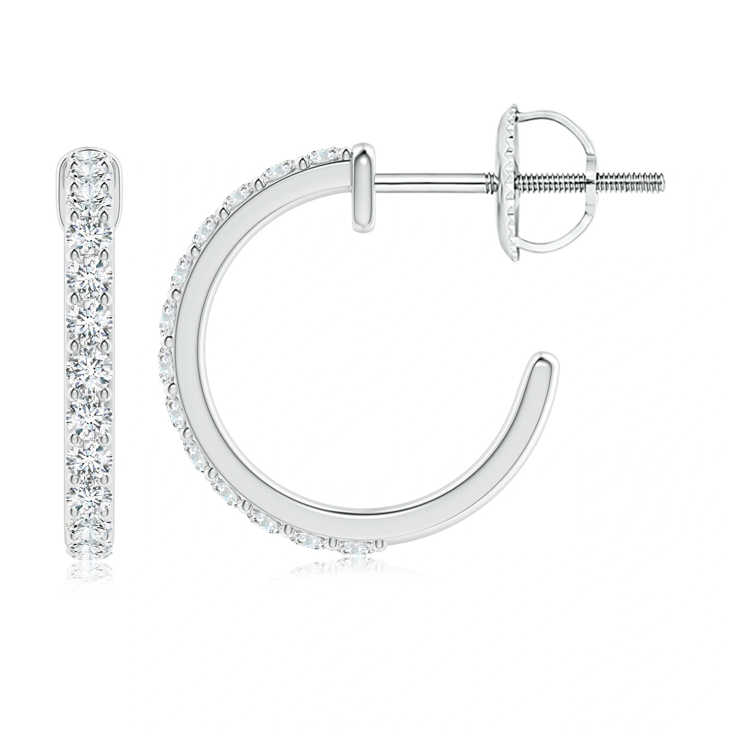 Prong-Set Round Lab-Grown Diamond Open Hoop Earrings detail