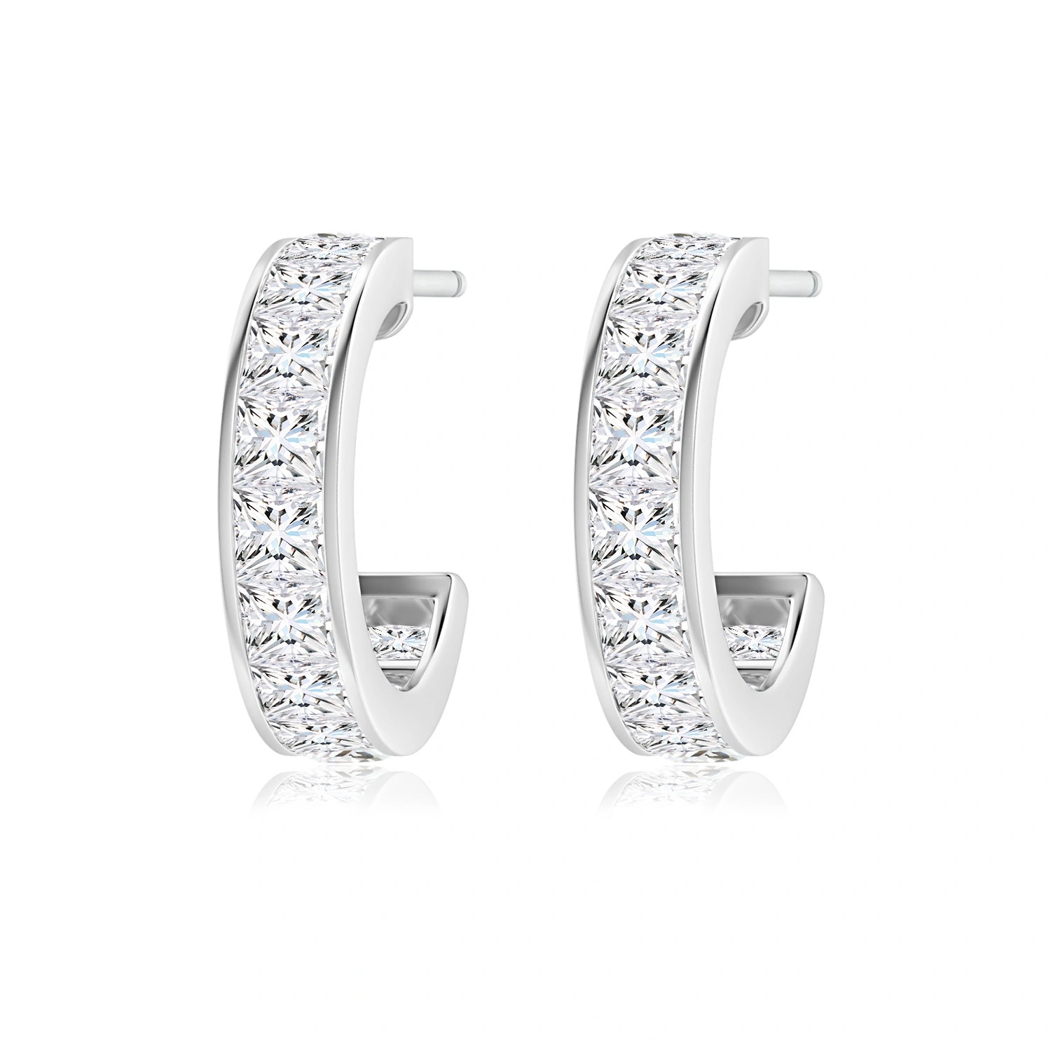 Channel-Set Princess Lab-Grown Diamond Huggie Earrings detail