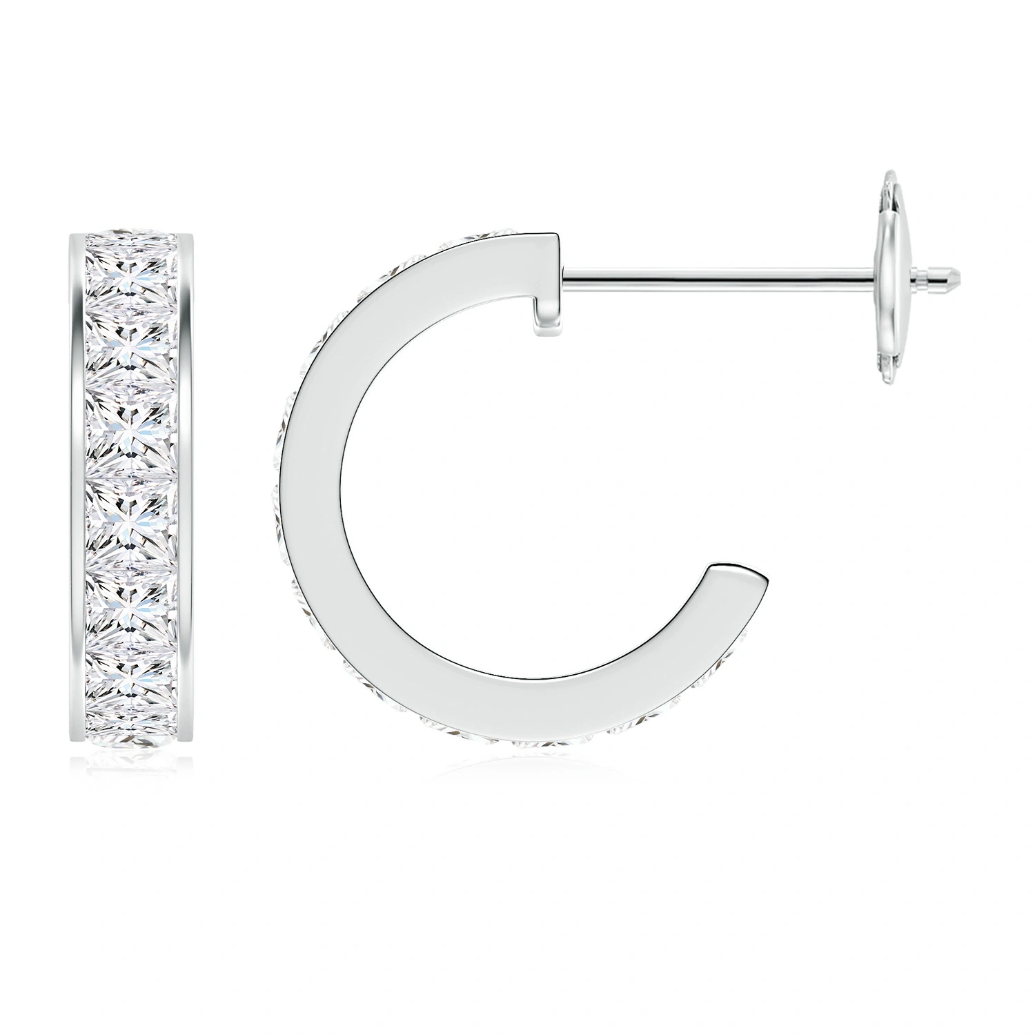 Channel-Set Princess Lab-Grown Diamond Huggie Earrings