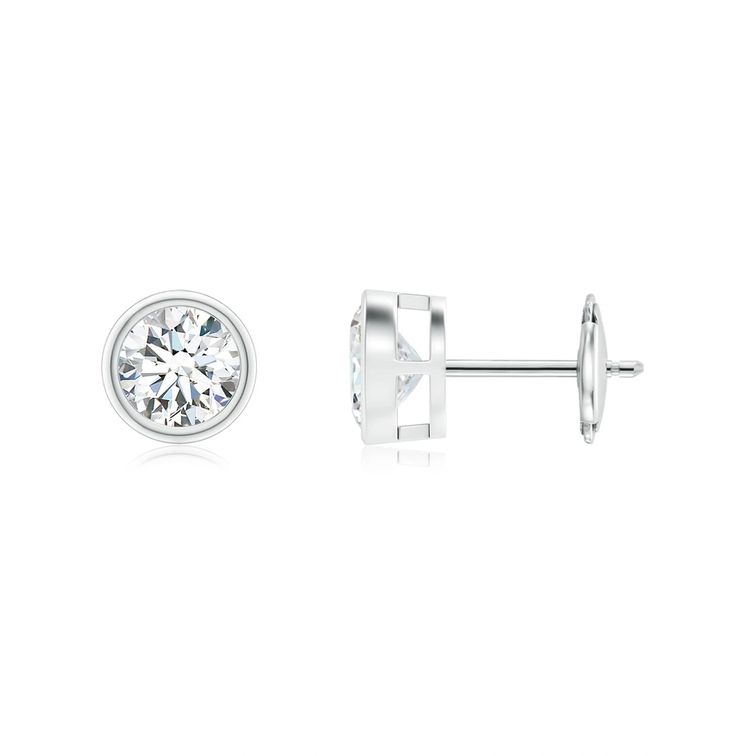 Round Lab-Grown Diamond Bezel-Set Solitaire Stud Earrings