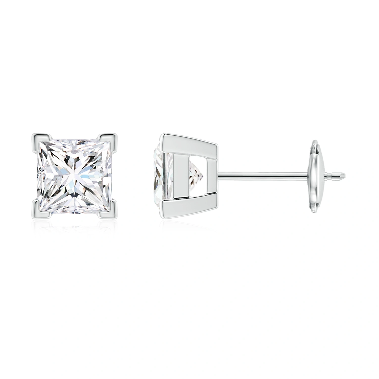 V-Prong Princess-Cut Lab-Grown Diamond Solitaire Stud Earrings main