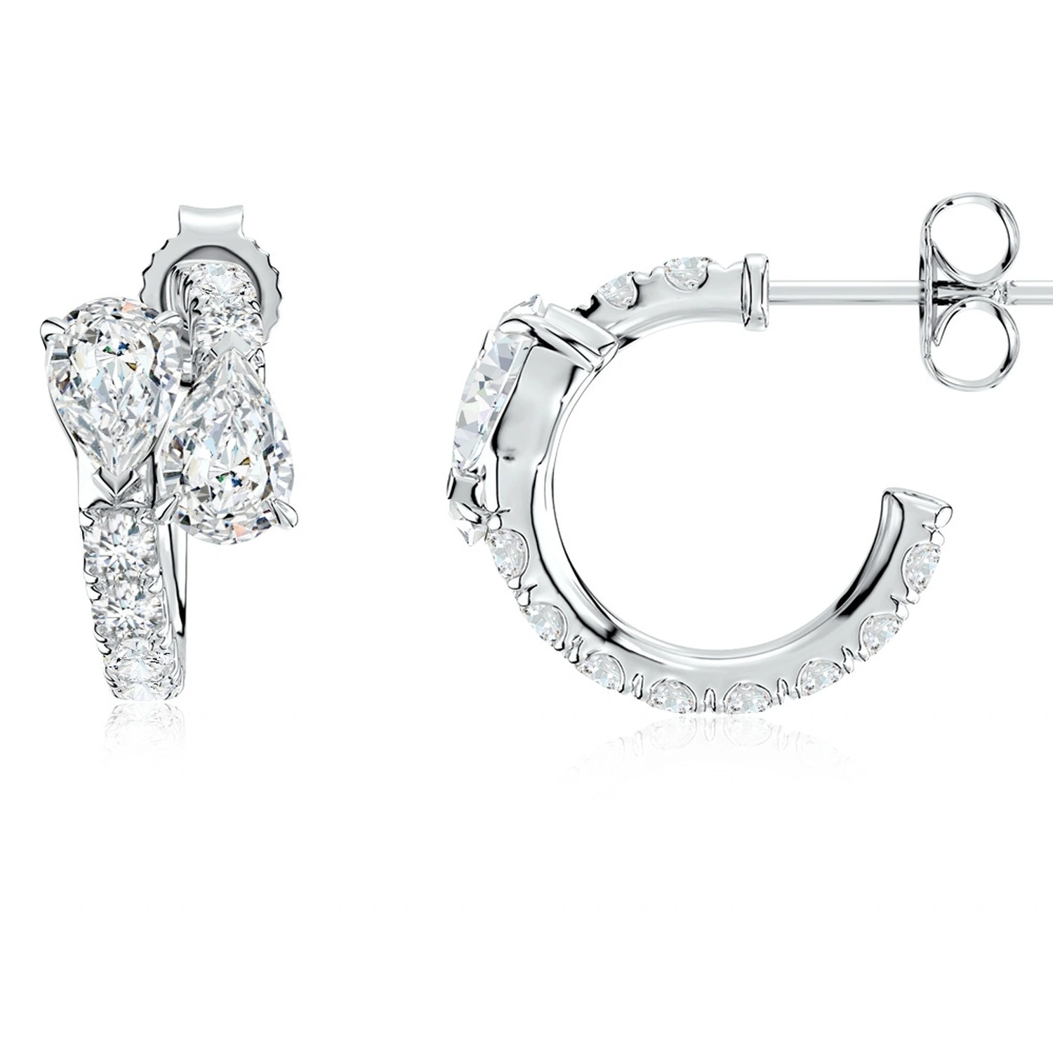 Two-Stone Pear Lab-Grown Diamond Bypass Hoop Earrings detail