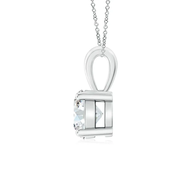 Round Lab-Grown Diamond Four-Prong Solitaire Necklace detail