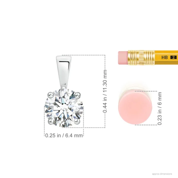 Round Lab-Grown Diamond Four-Prong Solitaire Necklace dimension