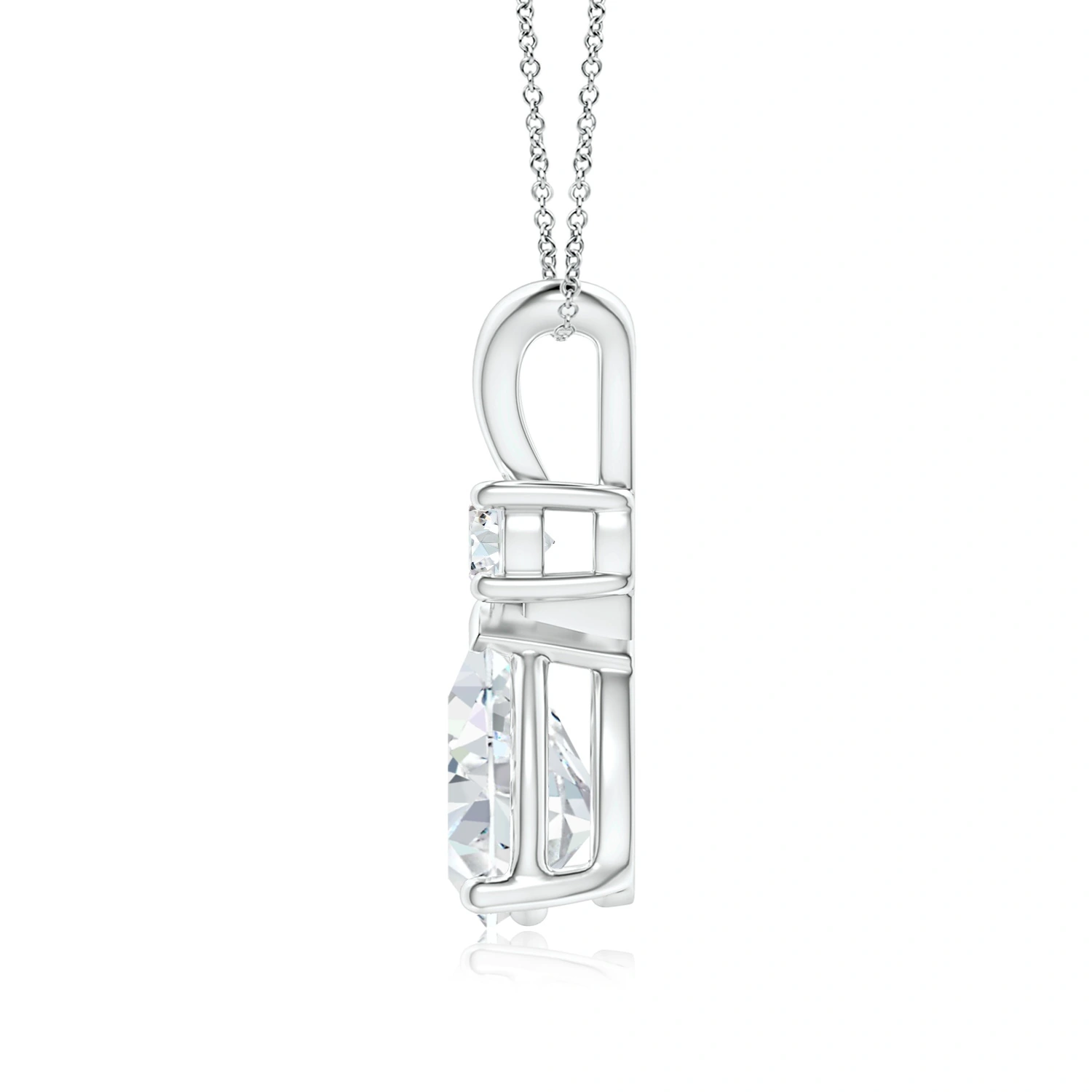 Pear-Shaped Lab-Grown Diamond V-Bale Necklace with Diamond Accent - detail
