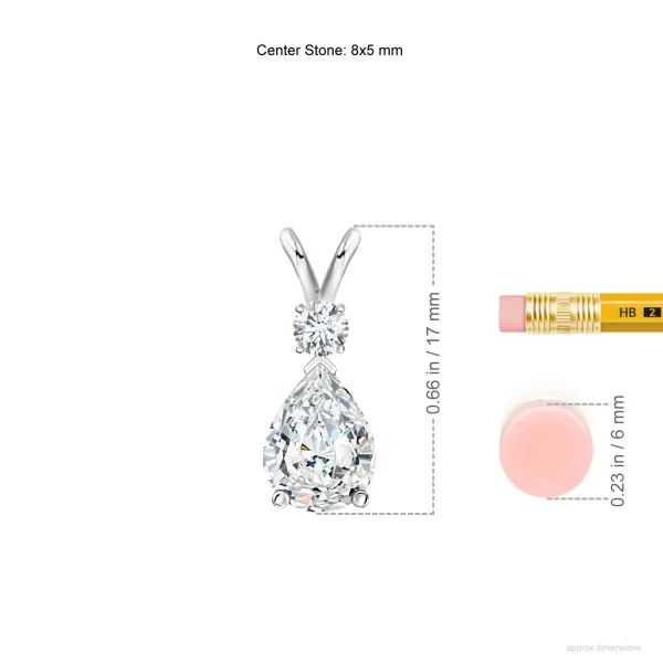 Pear-Shaped Lab-Grown Diamond V-Bale Necklace with Diamond Accent dimension