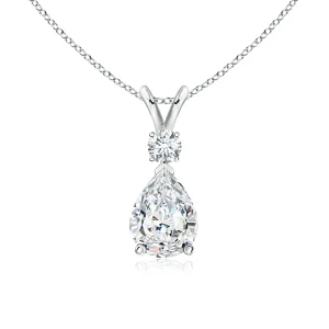 Pear-Shaped Lab-Grown Diamond V-Bale Necklace with Diamond Accent main