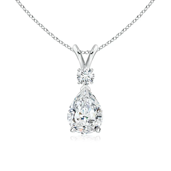 Pear-Shaped Lab-Grown Diamond V-Bale Necklace with Diamond Accent main