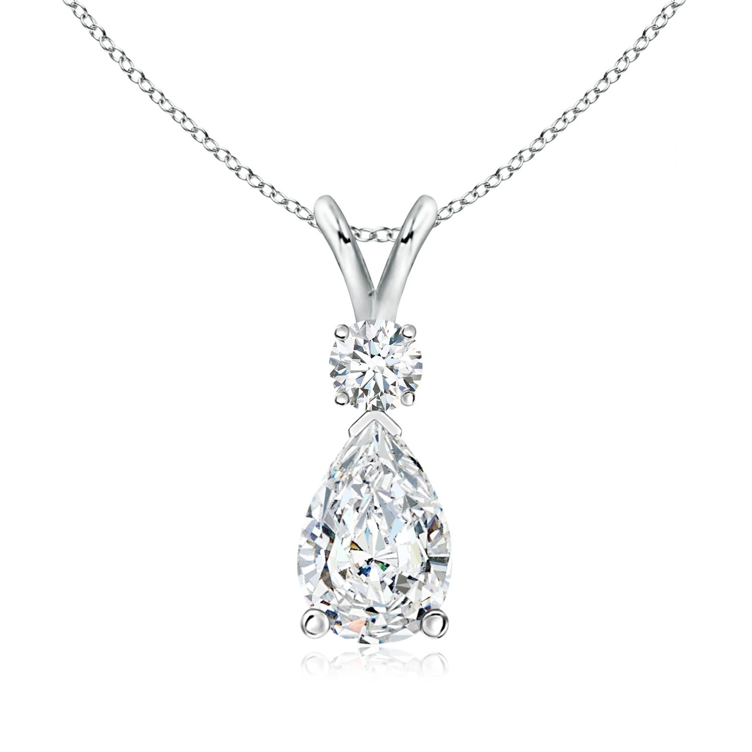 Pear-Shaped Lab-Grown Diamond V-Bale Necklace with Diamond Accent - main