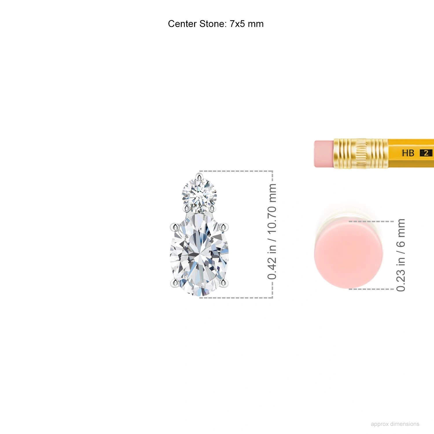 Oval Lab-Grown Diamond Pendant with Diamond Accent dimension