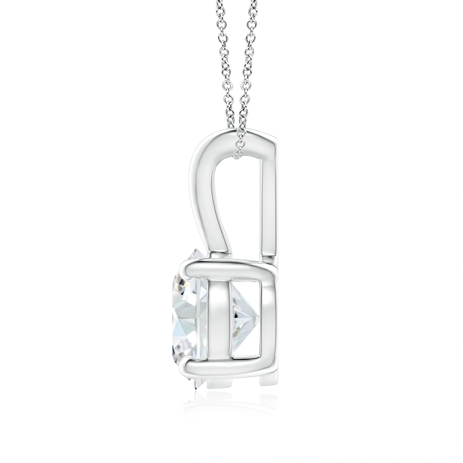 Round Lab-Grown Diamond Solitaire V-Bale Pendant detail