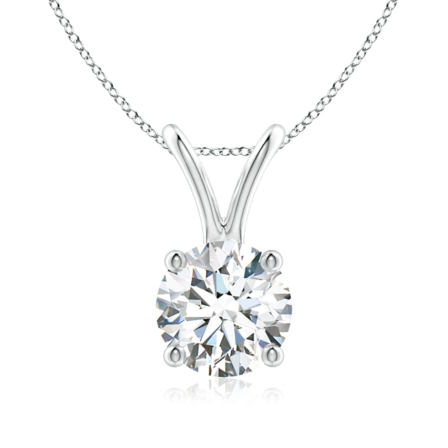 Round Lab-Grown Diamond Solitaire V-Bale Pendant