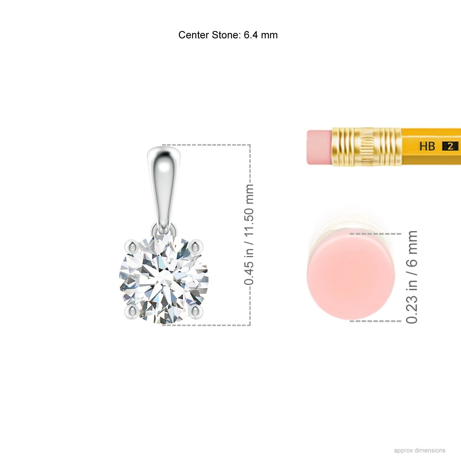 Classic Round Lab-Grown Diamond Solitaire Pendant dimension