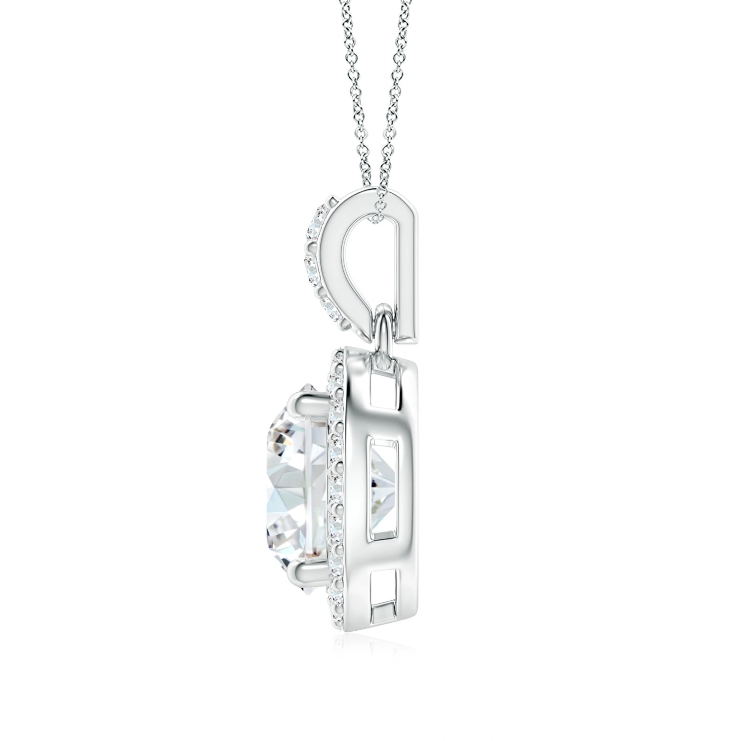 Round Lab-Grown Diamond Halo Dangle Pendant detail