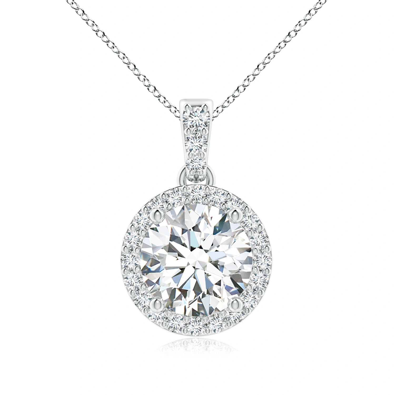 Round Lab-Grown Diamond Halo Dangle Pendant