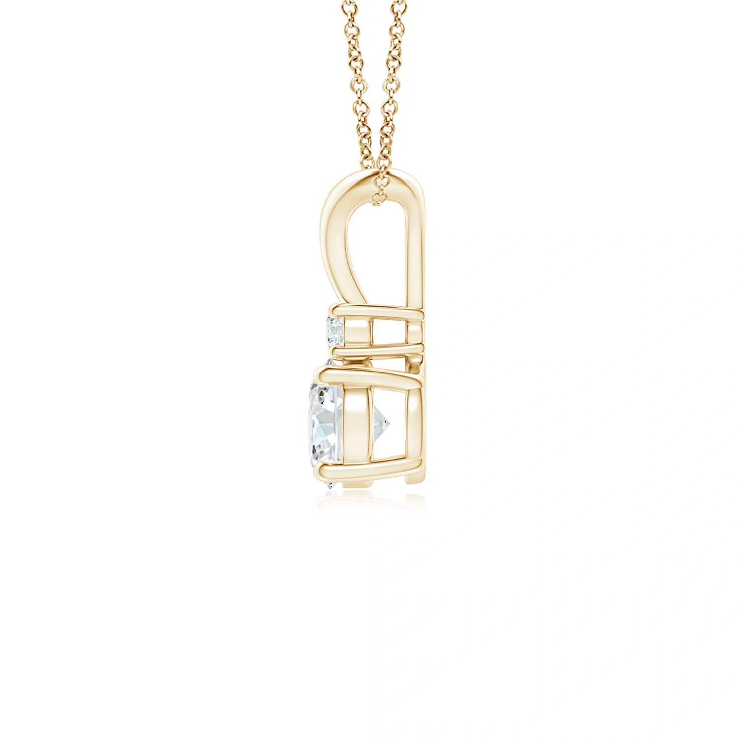 Round Lab-Grown Diamond V-Bale Pendant with Diamond Accent detail