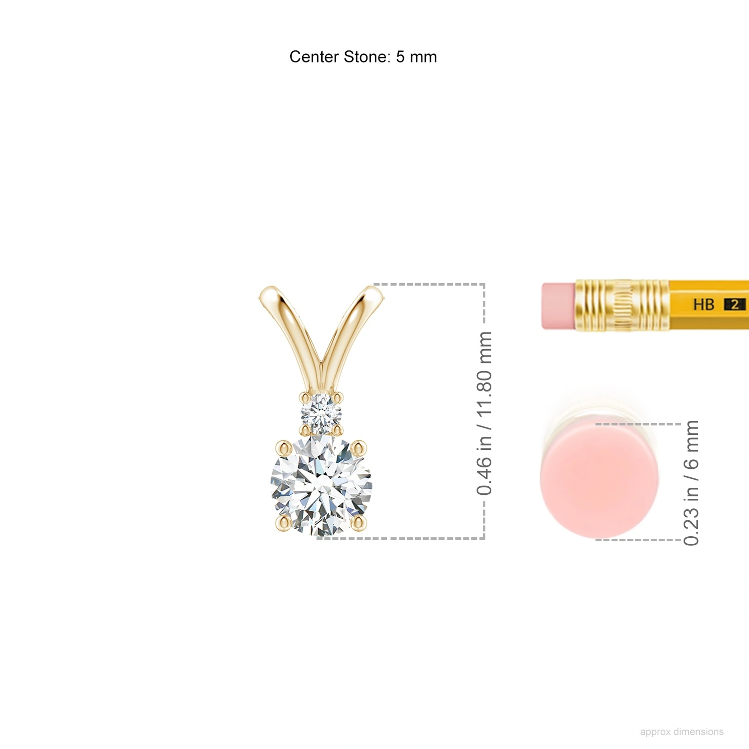 Round Lab-Grown Diamond V-Bale Pendant with Diamond Accent dimension