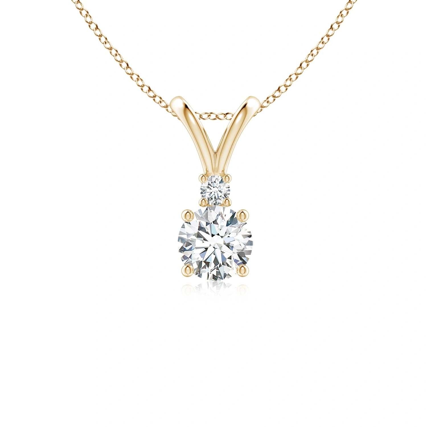 Round Lab-Grown Diamond V-Bale Pendant with Diamond Accent main