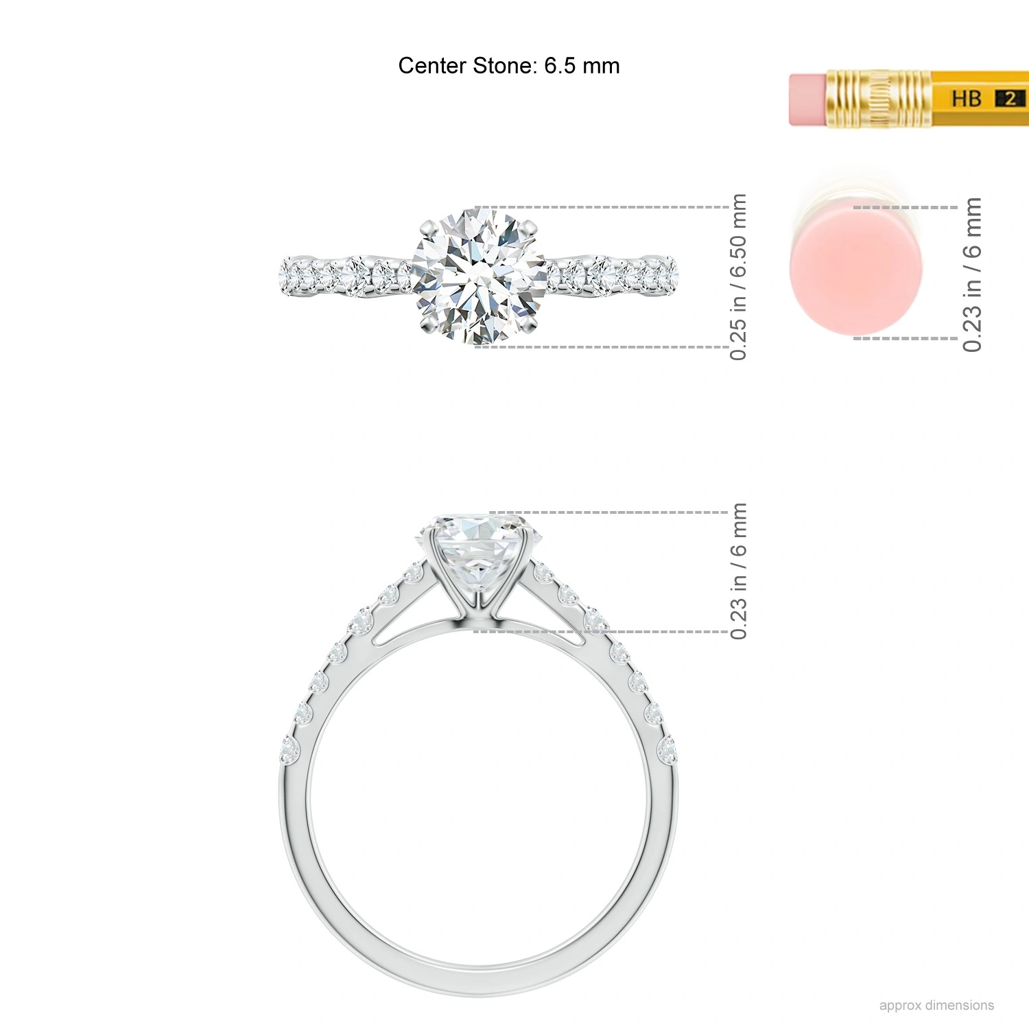 Round Lab-Grown Diamond Station Engagement Ring dimension