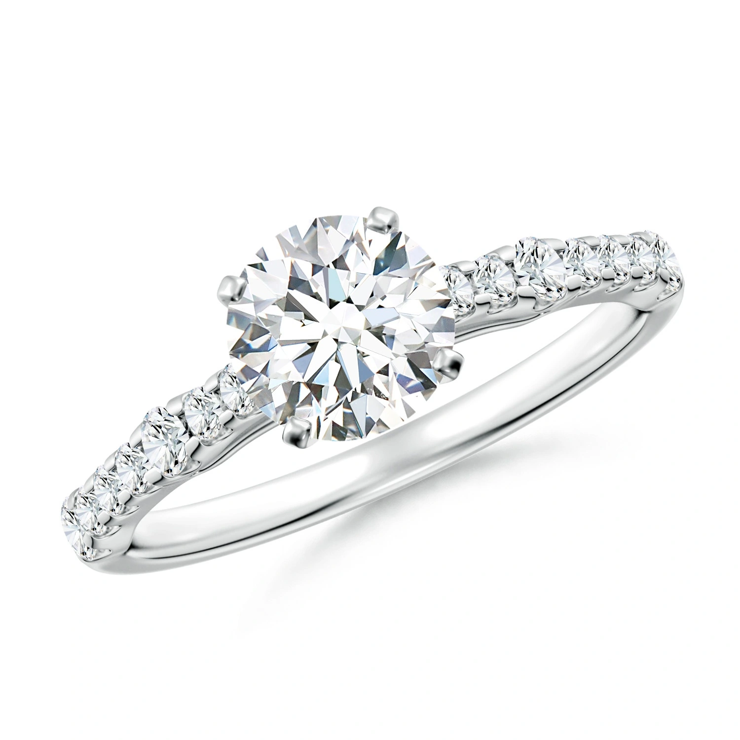 Round Lab-Grown Diamond Station Engagement Ring