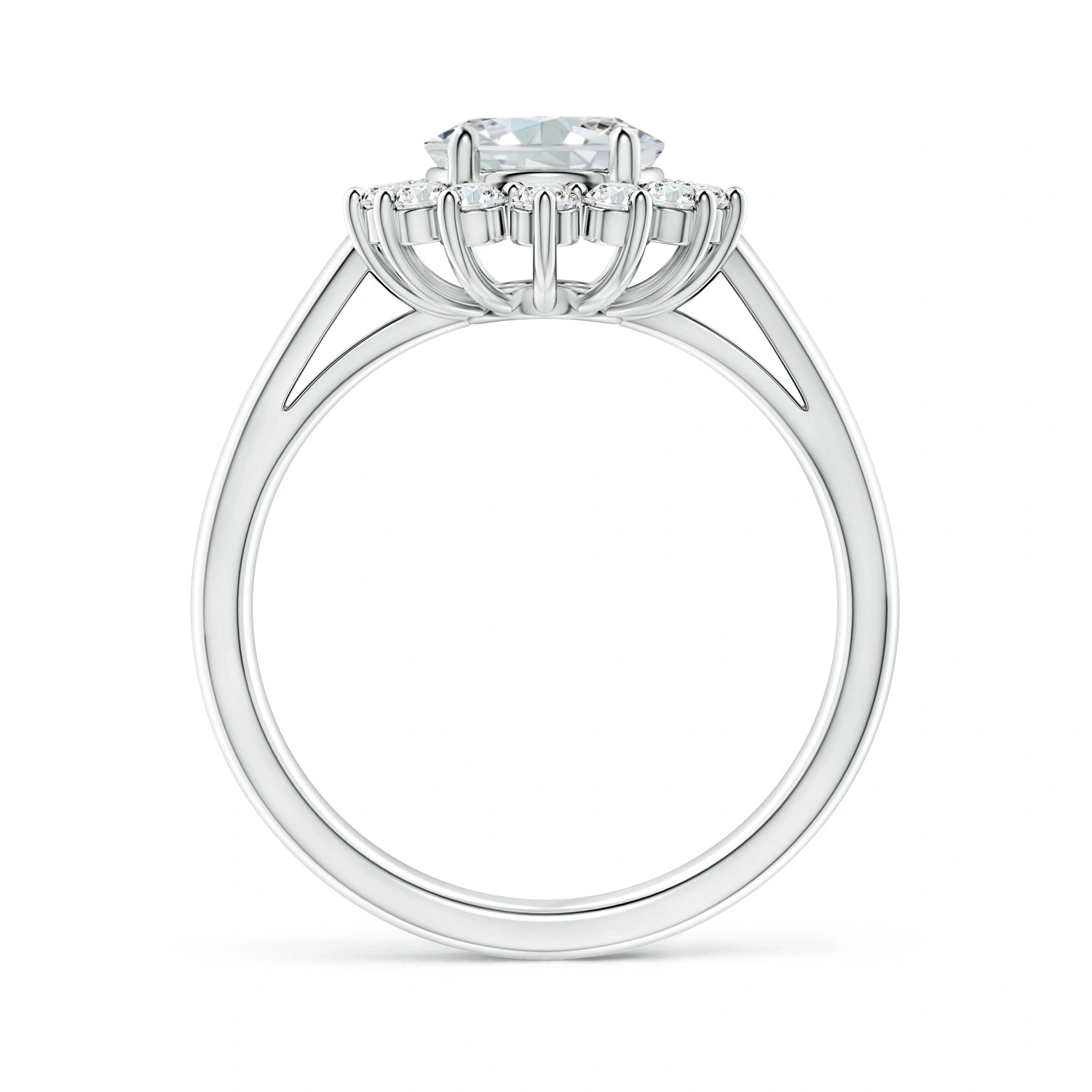 Oval Lab-Grown Diamond Floral Halo Engagement Ring detail