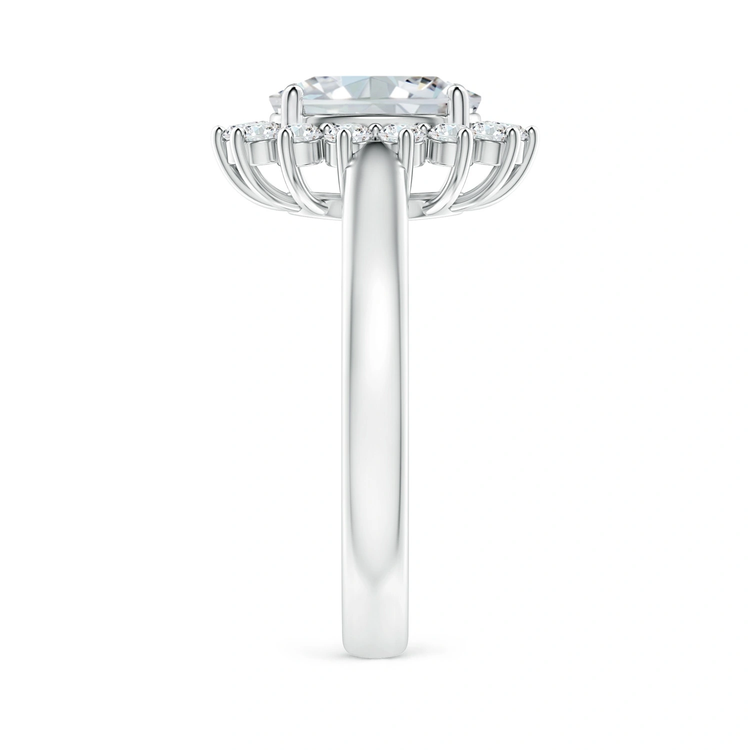 Oval Lab-Grown Diamond Floral Halo Engagement Ring detail