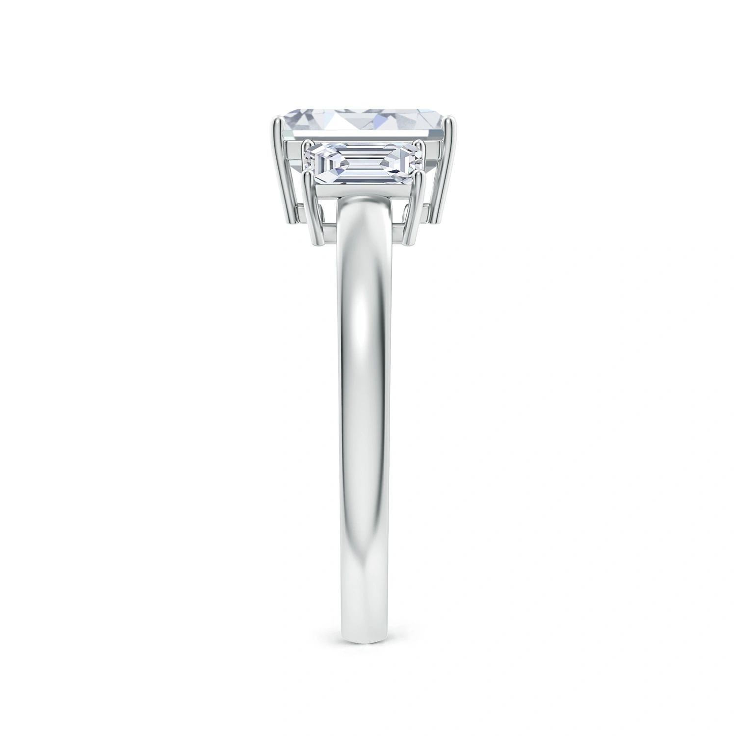 Emerald-Cut Lab-Grown Diamond Three-Stone Engagement Ring detail