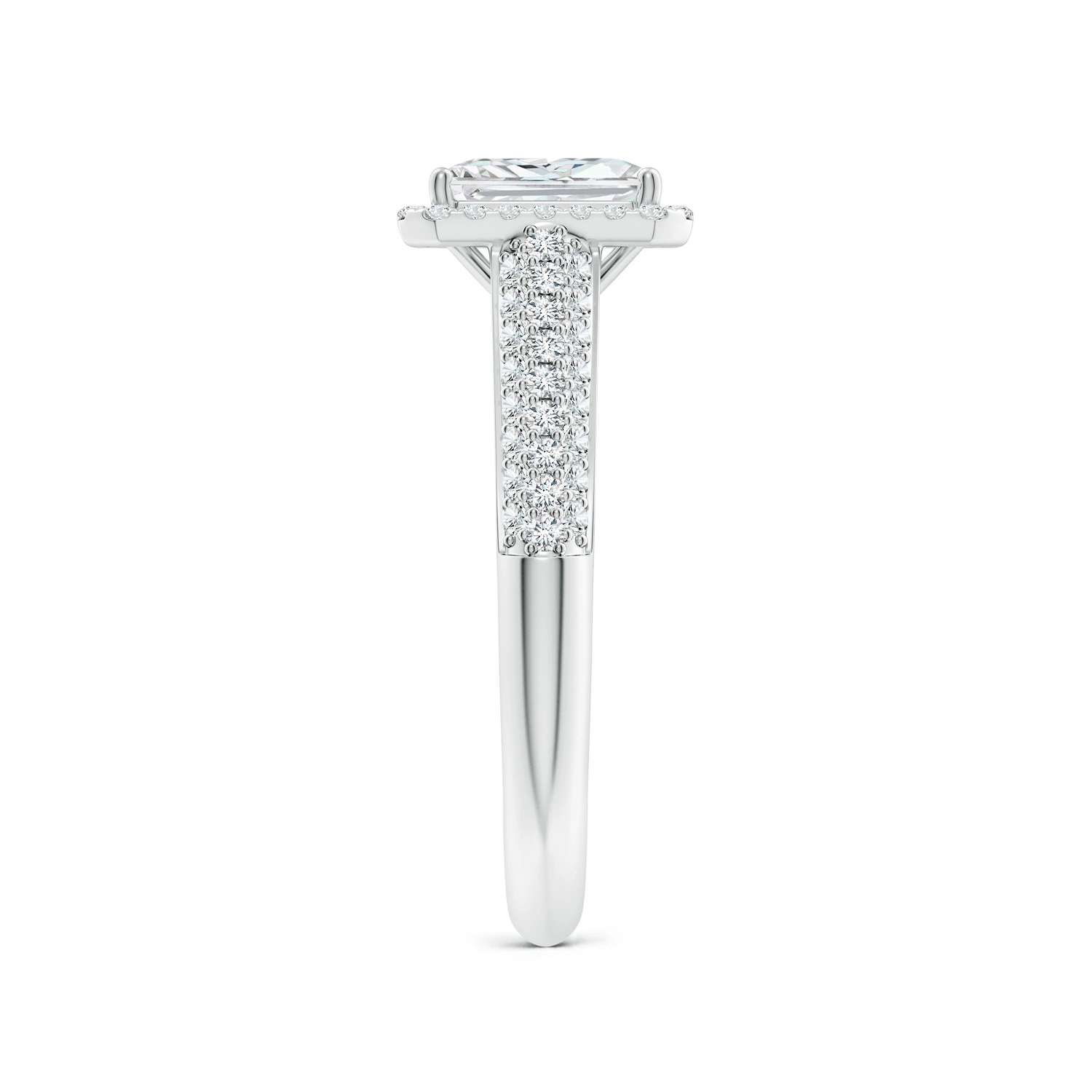 Radiant-Cut Lab-Grown Diamond Halo Engagement Ring detail