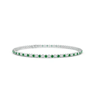 Round Lab-Grown Emerald and Diamond Tennis Bracelet main
