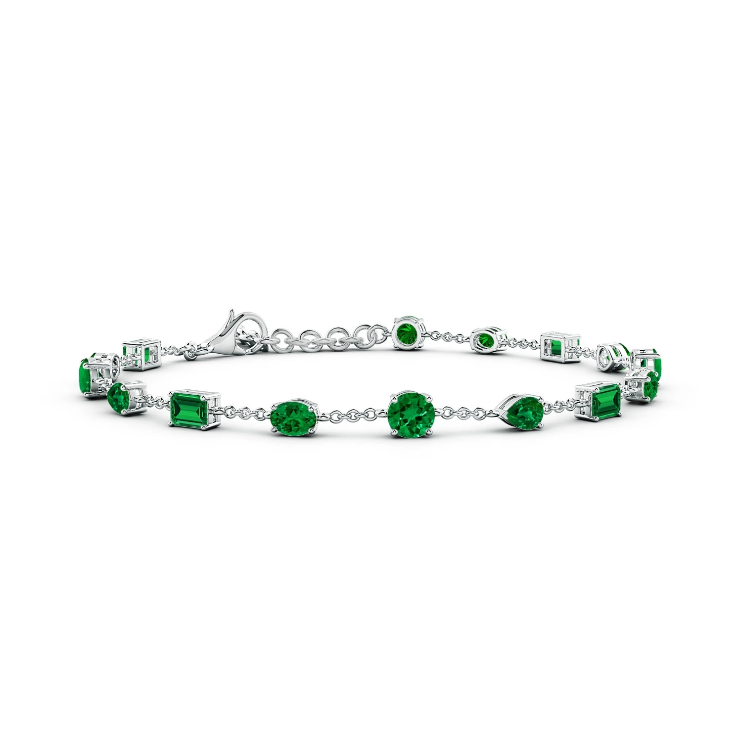 Multi-Shape Lab-Grown Emerald Station Bracelet