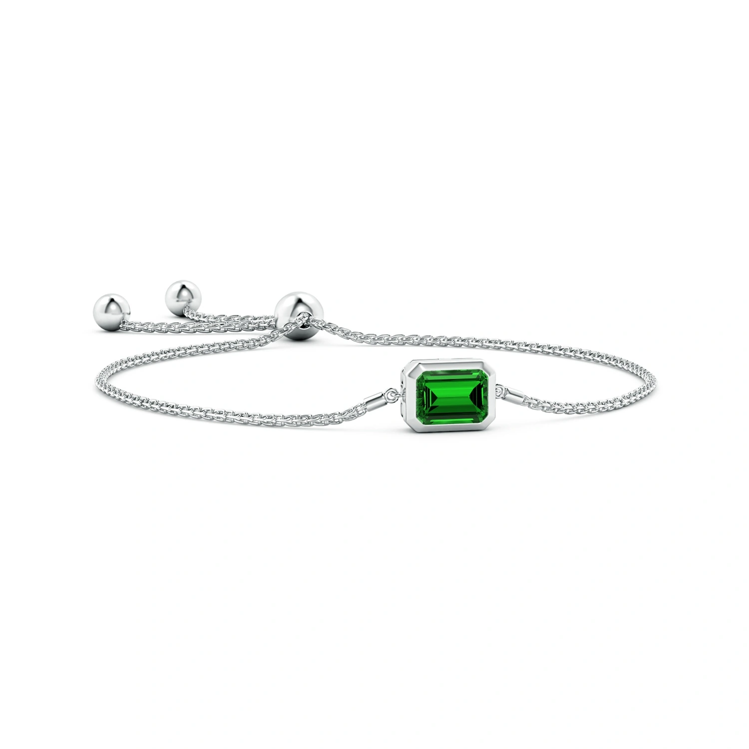 Horizontal Emerald-Cut Lab-Grown Emerald Bolo Bracelet main