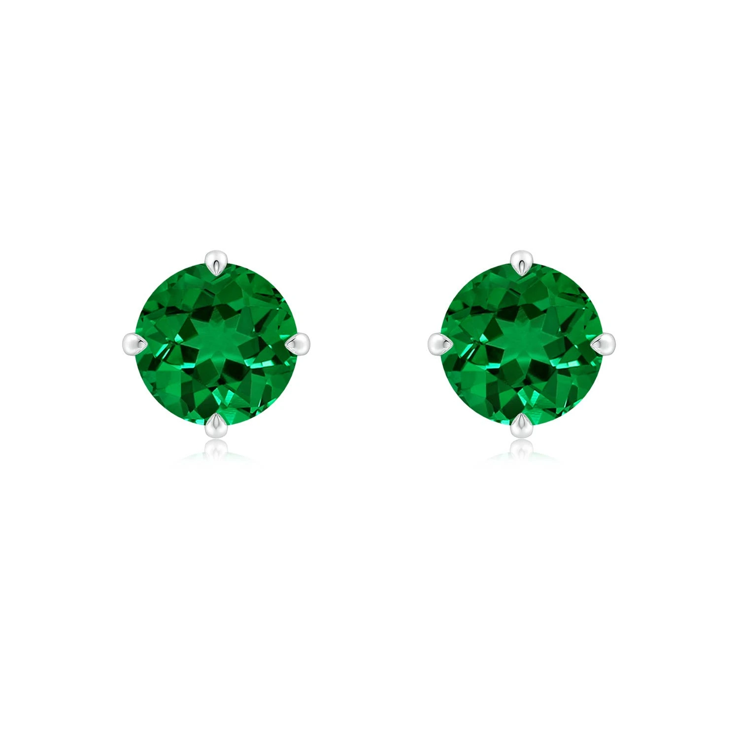 Round Lab-Grown Emerald Claw-Set Solitaire Stud Earrings main