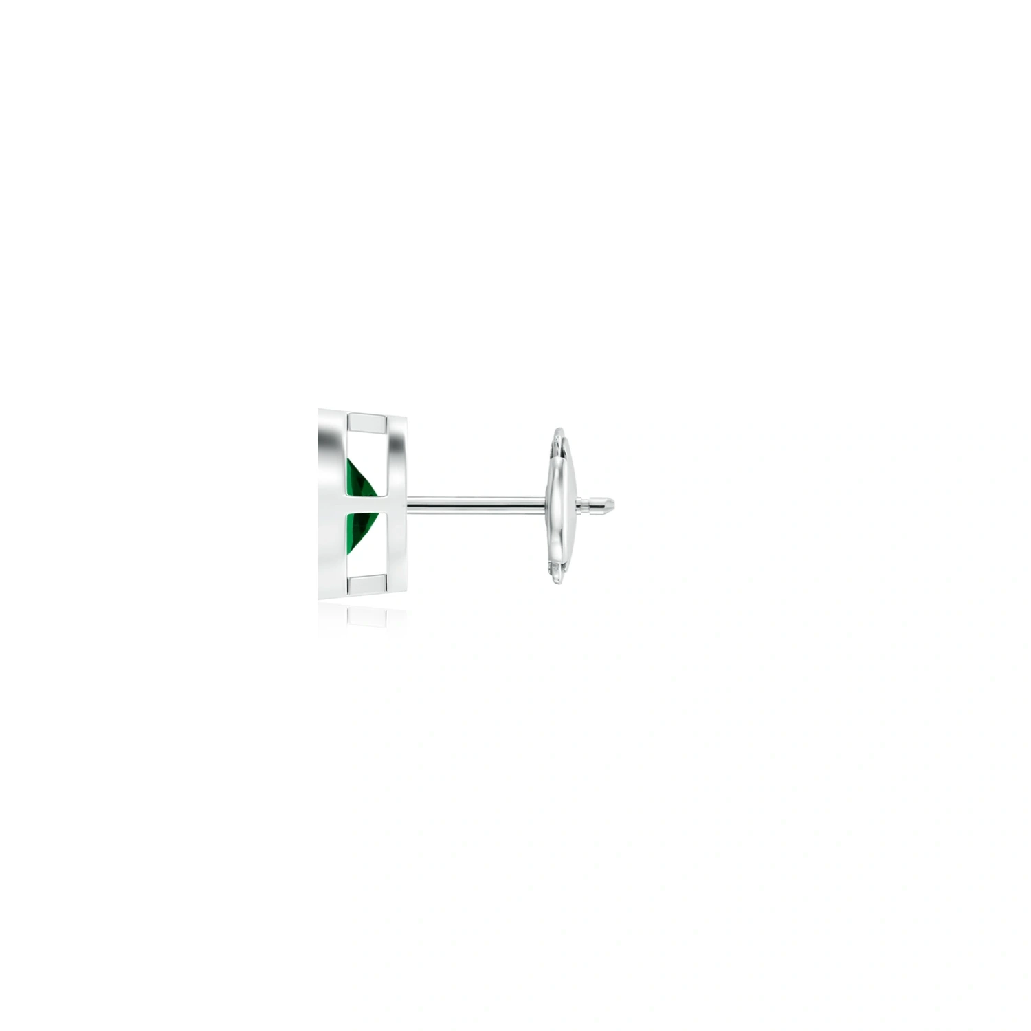 Bezel-Set Round Lab-Grown Emerald Solitaire Stud Earrings detail
