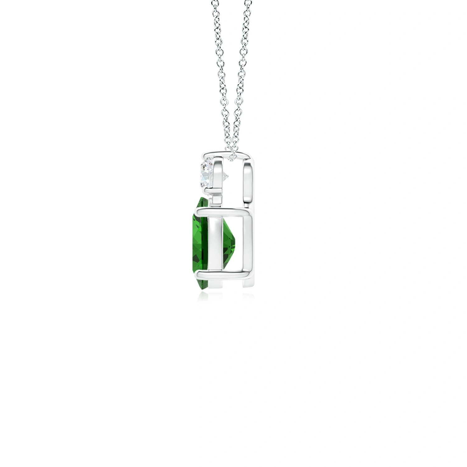 Oval Lab-Grown Emerald Pendant with Diamond Accent detail